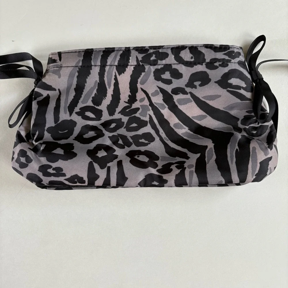 Wacoal Black and Gray Animal Print Cosmetic Bag